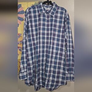 SOUTHERN POINT Navy and White With Pink Stripe Plaid Men's Shirt